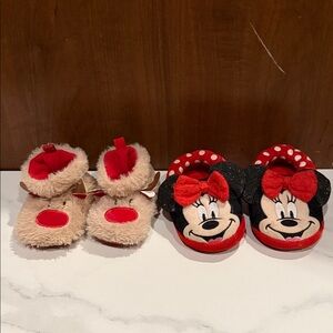 Toddler Rudolf Holiday and Disney Minnie Mouse Slippers